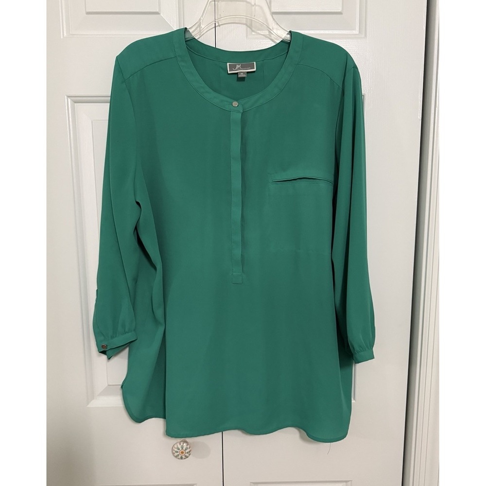 Liz Claiborne Emerald Green Long-Sleeve Blouse